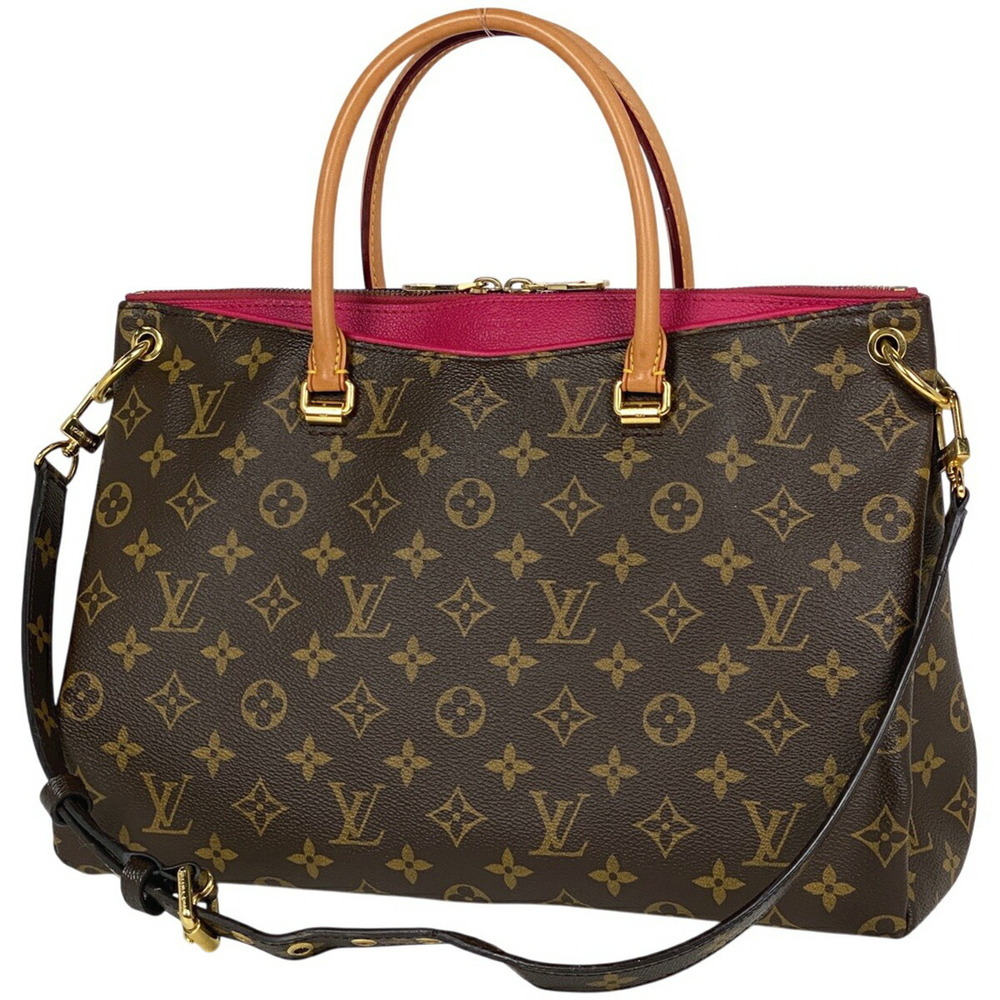 Louis Vuitton Pallas Shoulder Bag Handbag Monogram Brown Pink